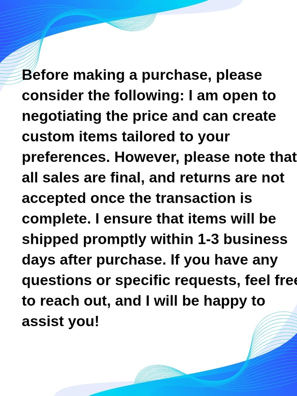 Blue Wave Party Sign - Customizable Notice for Purchases